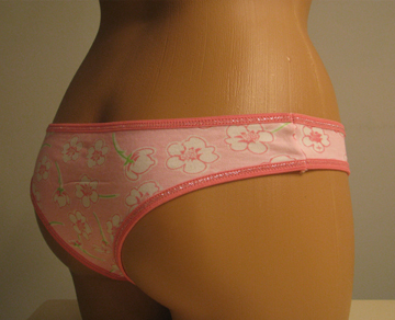 Back view of pink flower panties.