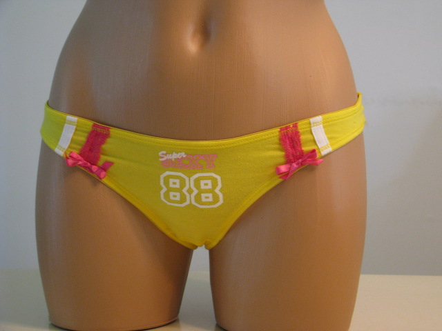 Yellow panties with numbers.