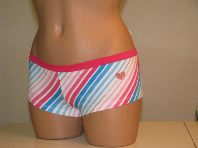Striped boy shorts with heart cut out.